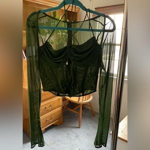 Green Mesh Formal Corset Top XL Fashion Nova